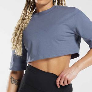 2023 Summer Female Gym <strong>Crop</strong> Tops Custom Wholesale 100% Cotton Print Women <strong>Crop</strong> Top <strong>Tee</strong> - Product Image 5