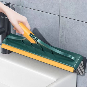 Brosse de nettoyage 2-en-1 pour sols et tapis, pivotante et amovible, avec long manche, pour salle de bain et usage domestique - Product Image 1