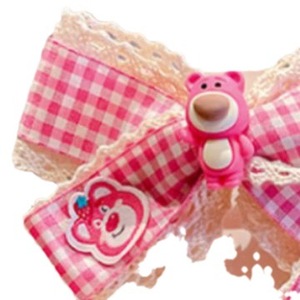 Children's hair <b>clips</b>, strawberry bear plaid lace hair <b>clips</b>, gentle on hair, princess hair accessories. - Product Image 3