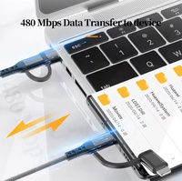 Cable Trenzado de Nailon 4 en 1 de 60 W, Adaptador de Corriente Rápido con 3 Puertos USB C de Carga Rápida de 60 W, Cables para Computadora Tipo C, Cable de Carga para Teléfono Tipo C