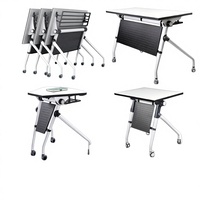 Table de conférence pliable multifonctionnelle en plastique pour étudiants, bureau mobile sur roulettes, design moderne, usage commercial