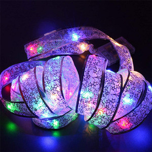 Romantis Hadiah Tahun Baru 2022 Pita Satin Perak Lampu Led Pohon Natal Lampu Taman Pohon Natal Dekoratif - Product Image 5