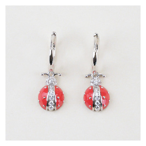 Verano 925 plata esterlina chapada en oro circón mariquita <span class=keywords><strong>Septempunctata</strong></span> esmalte aro pendientes para regalo de fiesta de boda - Product Image 4
