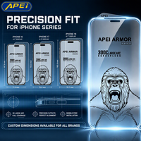Protector de Pantalla de Vidrio HD ESD 3D sin Bordes APEI ARMOR de Alta Resistencia al Aluminio Gorilla 300C 500C Antirrayas para iPhone 17 18 Pro Max