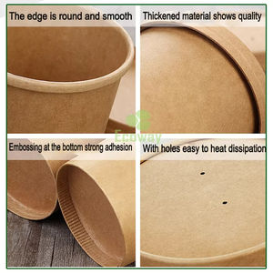 Fabricant de bol en papier personnalisé bol à salade en papier jetable rond carré chauffant bol en papier kraft jetable carré avec couvercle en PET - Product Image 4