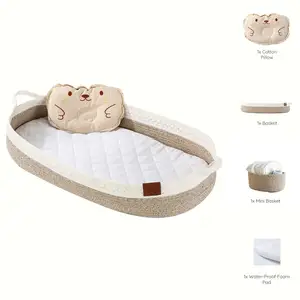 Supply Wholesale price Cotton Rope Table Topper Baby Diaper Changing Basket for Babies With Foam Diaper Changing Pad