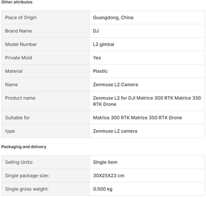 Caméra à <span class=keywords><strong>cardan</strong></span> Zenmuse DJ L2 LiDAR pour Matrice 300 350 RTK Drone 250m portée de détection pièces de machines agricoles topographiques - Product Image 2