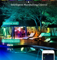 Projecteur LED extérieur WiFi 100W IP66 étanche intelligent RGB avec télécommande par application et commande vocale