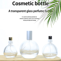 Botol Parfum Kaca Bulat Mewah dengan Ukiran & Hot Stamping Transparan 30ml/50ml/100ml