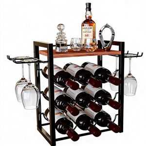 Custom Modern Home Corner Kitchen Cabinet Luxury Countertop Wooden Metal Bar Stackable Wine Glass <b>Bottle</b> <b>Storage</b> <b>Rack</b> Holder - Product Image 1