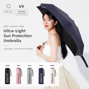 ร่มพับ 5 ตอน ขนาดพกพา 800 มม. แบบญี่ปุ่น ทำจากคาร์บอนไฟเบอร์ กันน้ำ น้ำหนักเบา 175 กรัม ป้องกันรังสียูวี 50+ เปิดปิดแบบมือหมุน พร้อมโลโก้ - Product Image 1