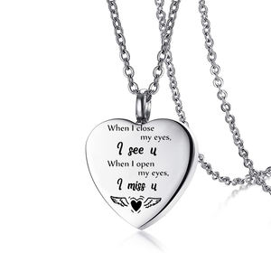 เครื่องประดับสำหรับงานศพที่ทำจากสเตนเลสจี้สำหรับสัตว์เลี้ยงเพื่อการระลึกถึงงานศพของมนุษย์เมื่อฉันหลับตาฉันคิดถึงคุณ - Product Image 4