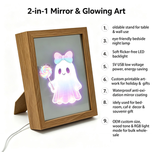 Commercial Grade LED Makeup <b>Mirror</b> Plastic Frame Art Deco Design CE RoHS Certified for Retail Branding Aesthetic Decor - Product Image 2