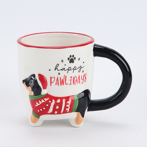 Porte-serviettes en céramique Teckel de Noël, support en papier motif chien mignon en <span class=keywords><strong>pull</strong></span> moche, décoration de table festive pour les fêtes, cadeau, 1 pièce - Product Image 6