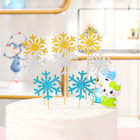 10 décorations de gâteau flocon de neige scintillantes or, argent, bleu – Pics à cupcakes de Noël pour fêtes d'hiver et desserts