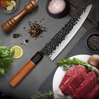 Ensemble de couteaux de chef de cuisine professionnels en acier à haute teneur en carbone martelé à l'oxyde noir à manche octogonal japonais avec boîte