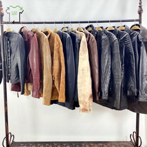 YiJiaYi veste en cuir d'occasion manteau en cuir pour hommes américain rétro <span class=keywords><strong>Vintage</strong></span> haute qualité fermeture éclair vêtements d'occasion en balles - Product Image 5