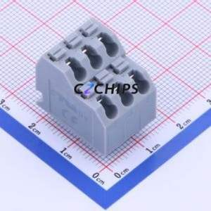 KF250T-5.0-2*3P Spring Terminal Block Through hole Component (THT),P=5mm Connector 2x3P 5mm Gray 6P - Product Image 1