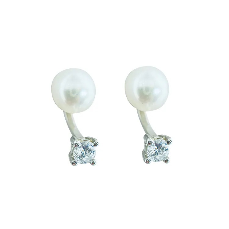 Most popular 925 Silver Earrings with Fresh Water Pearls Zirconia Jewelry
