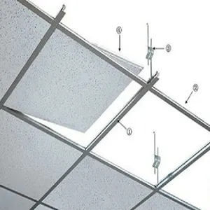 Usine de carreaux de plafond carré en fibre minérale ignifuge direct immeuble de bureaux moderne entrepôt d'isolation thermique au plafond Kente