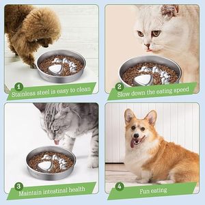 Nouveau Bol pour Animaux de Compagnie en Acier Inoxydable Écologique pour Alimentation Lente, Anti-Dérapant, Anti-Choc, Anti-Étouffement, Approvisionnement Immédiat, pour le Marché International - Product Image 4
