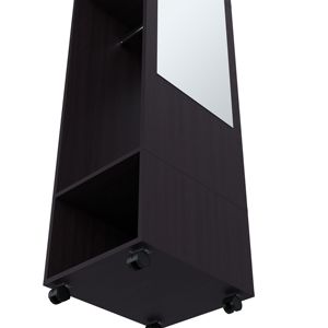 Armario Independiente DB de 63 cm de Alto con 3 Estantes, 1 Espejo y 4 Ruedas, Mueble de Dormitorio Moderno en Color Negro - Product Image 6