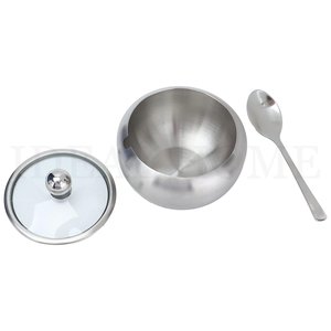 Pot à sucre en acier inoxydable sucrier avec cuillère en acier inoxydable pour café de bonbons au sel vente de gros OEM - Product Image 4
