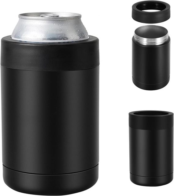 4 in 1 Universal Can Cooler | Stainless Steel Double Wall Insulated Tumbler for Slim and Regular Cans