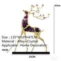 Sculpture de cerf en alliage de luxe moderne avec cristaux creux, ornement de table, décoration de salon, cadeau de pendaison de crémaillère