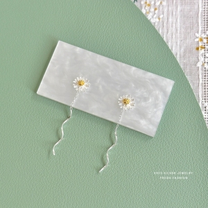 S925 Pure Sterling <strong>Silver</strong> <strong>Daisy</strong> Flower Ear Line <strong>Earrings</strong> for Women Jewelry Accessories YB-XY-294 - Product Image 3