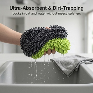 Éponge de lavage de voiture en microfibre chenille premium QT-P011, éponge de lavage de voiture super absorbante avec filet pour voiture, camion, camping-car, moto - Product Image 3