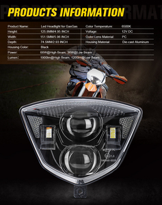 Faro Delantero LED con Certificación E-mark para Husaberg <span class=keywords><strong>FE</strong></span> 390 450 570 <span class=keywords><strong>501</strong></span> TE 125 250 300 2009-2014, Accesorios para GASGAS EC EX Enduro Moto 21-23 - Product Image 2