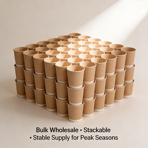 Custom Printed Corrugated Insulated Disposable Coffee <strong>Paper</strong> <strong>Cups</strong> with Lids for Commercial Hot Drinks Takeaway - Product Image 5