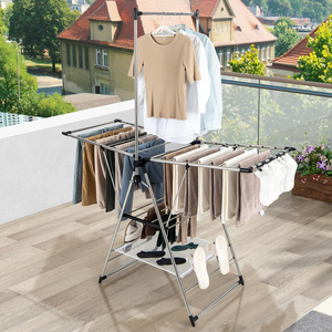Best Price Foldable Double Tier Stainless Steel <b>Space</b> <b>Saving</b> Living Room Garment Hanger Clothes Drying Rack - Product Image 4