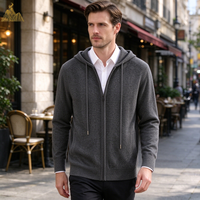 Eleganter Klassischer 12G Flachgestrickter Kaschmir-Hoodie Strickjacke Winter Casual Pullover Unisex-Stil für Einzel- und Großhandel