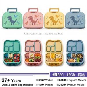 Boîte à lunch pour enfants en plastique sans Bpa personnalisée une serrure logo pp récipient de stockage de préparation de repas avec poignée - Product Image 6