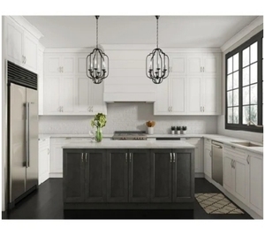 Ensemble d'armoires de cuisine en bois massif de style shaker, couleur et taille personnalisées, certifié ISO9001, prêt à assembler - Product Image 6