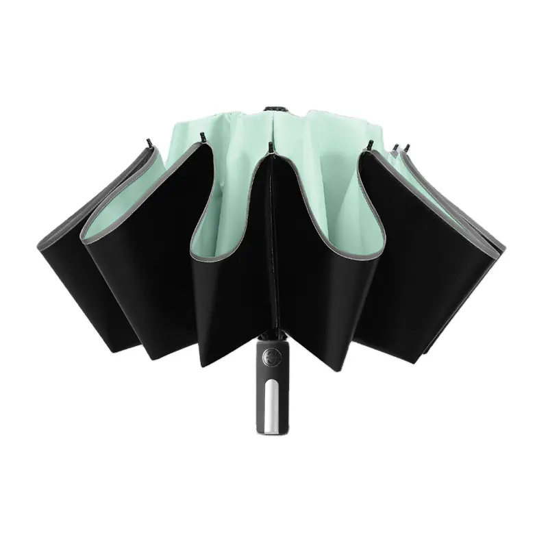 LSP24 טוב מחיר רב צבע מלא אוטומטית מטרייה הפוך בטיחות Windproof 3 מתקפל הפוך מטרייה עם רצועה רעיוני
