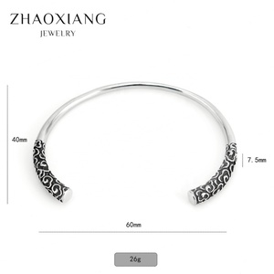 กำไลข้อมือเงินโบราณลายเมฆมงคล สร้อยข้อมือสแตนเลส 316 - Product Image 6