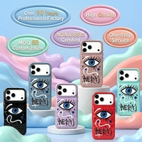 Coque de téléphone brillante style doudoune en PU avec motif œil graffiti, antichoc et protectrice, compatible avec iPhone 15-17 Pro