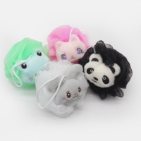 Boule de douche exfoliante pour animaux Boule d'éponge de bain réutilisable en maille Cartoon Bain douche Luffa Éponge