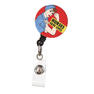 Porta credenciales retráctil transfronterizo de 32 mm para enfermeras, médicos, profesores, estudiantes, con clip giratorio y adorno para tarjeta de identificación. - Product Image 4
