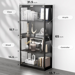 Luxury LED Wooden Glass Display Cabinet Modern Showcase Home Office Retail Showroom Customizable Eco-Friendly Support OEM ODM - Product Image 2