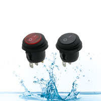 Interrupteur à bascule étanche 3 broches ON/OFF SPST en plastique LED 22mm Max. Courant 10A Max. Tension 250V