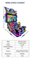 Machine d'arcade de course automobile Wind Speed Chariot 3 joueurs avec lumières LED colorées néon violet et bleu pour centre de divertissement