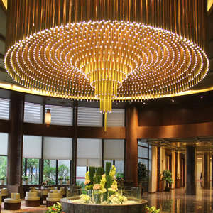 Lustre de luxe moderne avec grand escalier en colimaçon duplex personnalisé pour hall d'hôtel et villas - Product Image 1