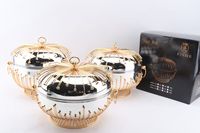 Recipientes para Servir Comida Eid Mubarak de 3.5L, 4.5L y 5.5L, Diseño de Jaula de Pájaro Dorada de Lujo, Calentadores de Comida para la Cena del Ramadán, Decoración para Festivales Árabes