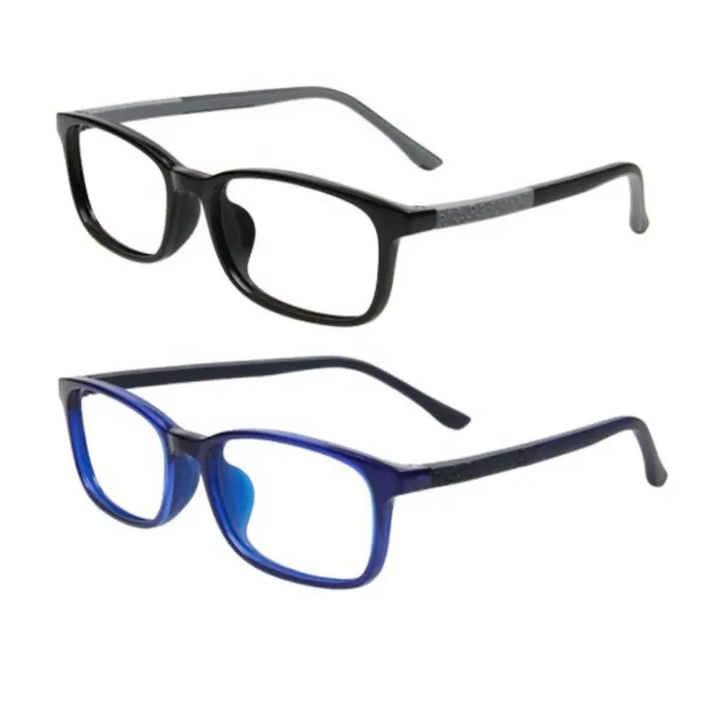Großhandel Rechteck Optischer Rahmen mit Speicher Flexibler Seitenarm beeindrucken Muster abbaubare TR Silikon brille für Jugendliche 9215