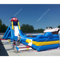 Parc aquatique gonflable géant commercial en PVC, capacité 500 kg, équipement de parc d'attractions extérieur