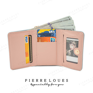 Pierre Loues Women's Tri-Fold <b>Wallet</b> Pink Apricot RFID Blocking <b>Card</b> <b>Holder</b> Compact Lightweight Everyday Use - Product Image 1